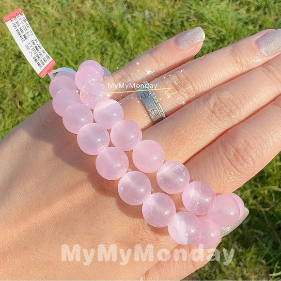 Pink Selenite Bracelet 10mm - Picture 2 of 4